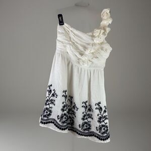 NWT Do + Be Women’s One Shoulder White Dress Side Zip Cotton Blend Size Large